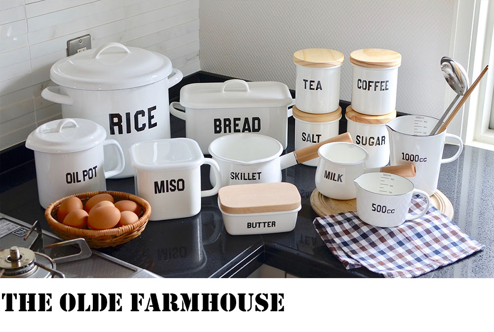 THE OLDE FARMHOUSE ホワイトホーロー”ロゴシリーズ” - 輸入 